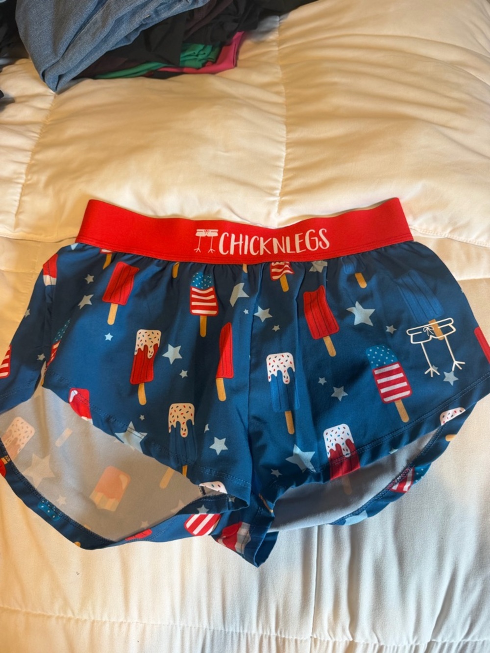 CHICKNLEGS Women's Navy Patriotic Popsicle Athletic Shorts